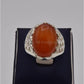 AAE 1137 Chandi Ring 925, Stone: Red Aqeeq - AmeerAliEnterprises