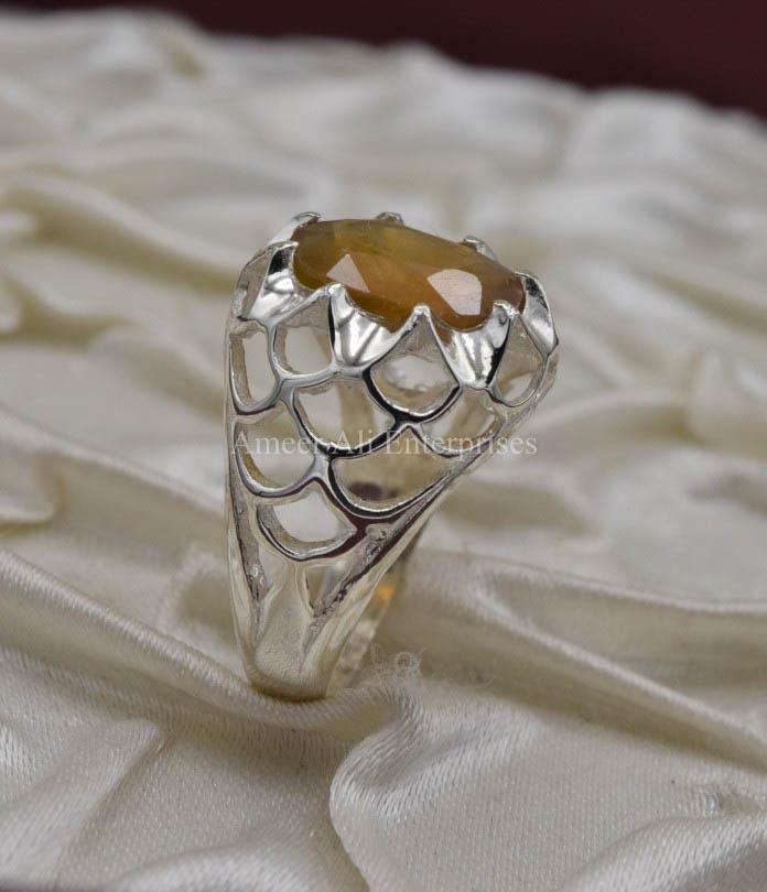 Pukhraj stone in 2025 silver ring