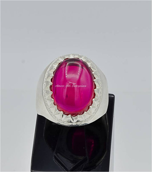 AAE 6621 Chandi Ring 925, Stone: Irani Poota Yaqoot