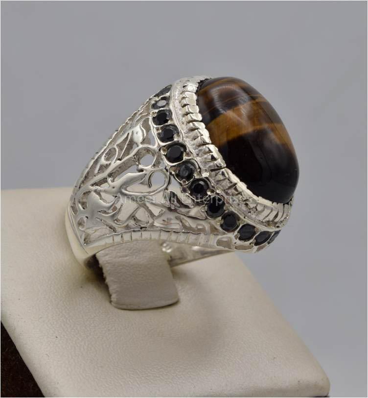 AAE 5570 Chandi Ring 925, Stone: Tiger's Eye - AmeerAliEnterprises