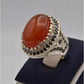 AAE 4372 Chandi Ring 925, Stone: Red Aqeeq - AmeerAliEnterprises