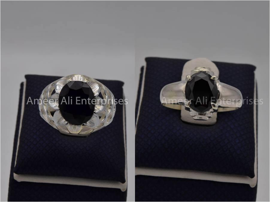 Silver Couple Rings: Pair 55,  Stone: Zircon - AmeerAliEnterprises