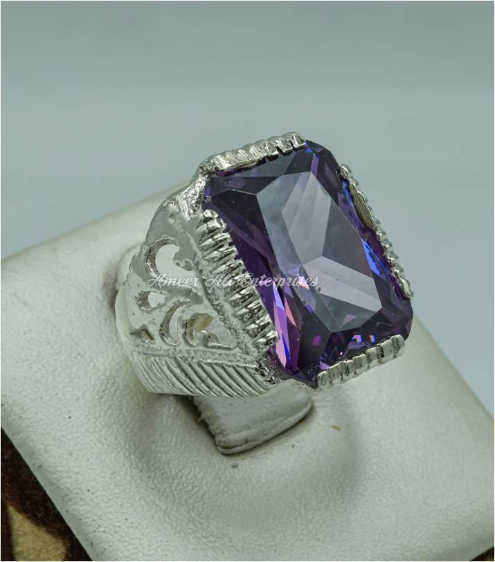 AAE 2247 Chandi Ring 925, Stone: Zircon - AmeerAliEnterprises